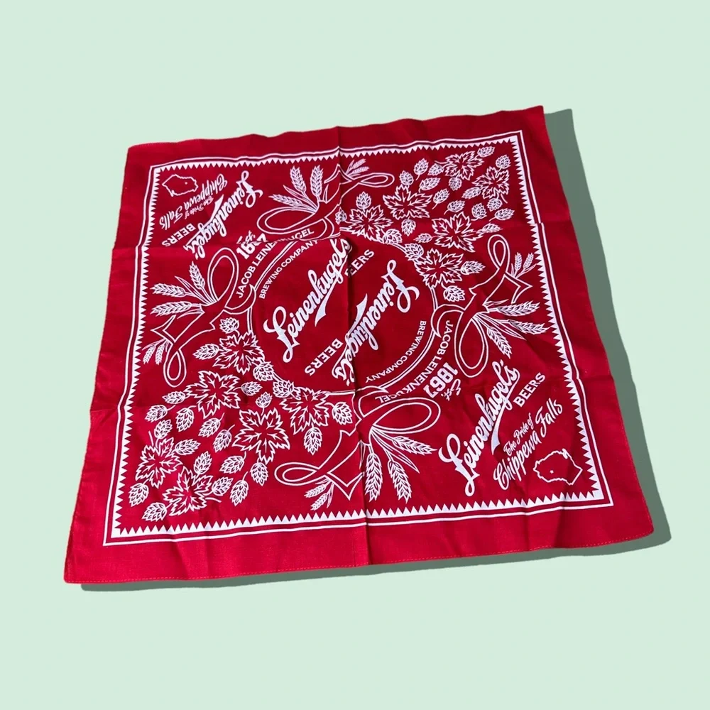 Leinenkugel Brewing Company Beers Red Bandana Scarf 22” x 21”